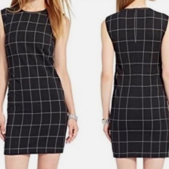 Lauren Ralph Lauren NWT Windowpane Plaid Leather Trim Sheath Dress - 6 - Picture 1 of 10
